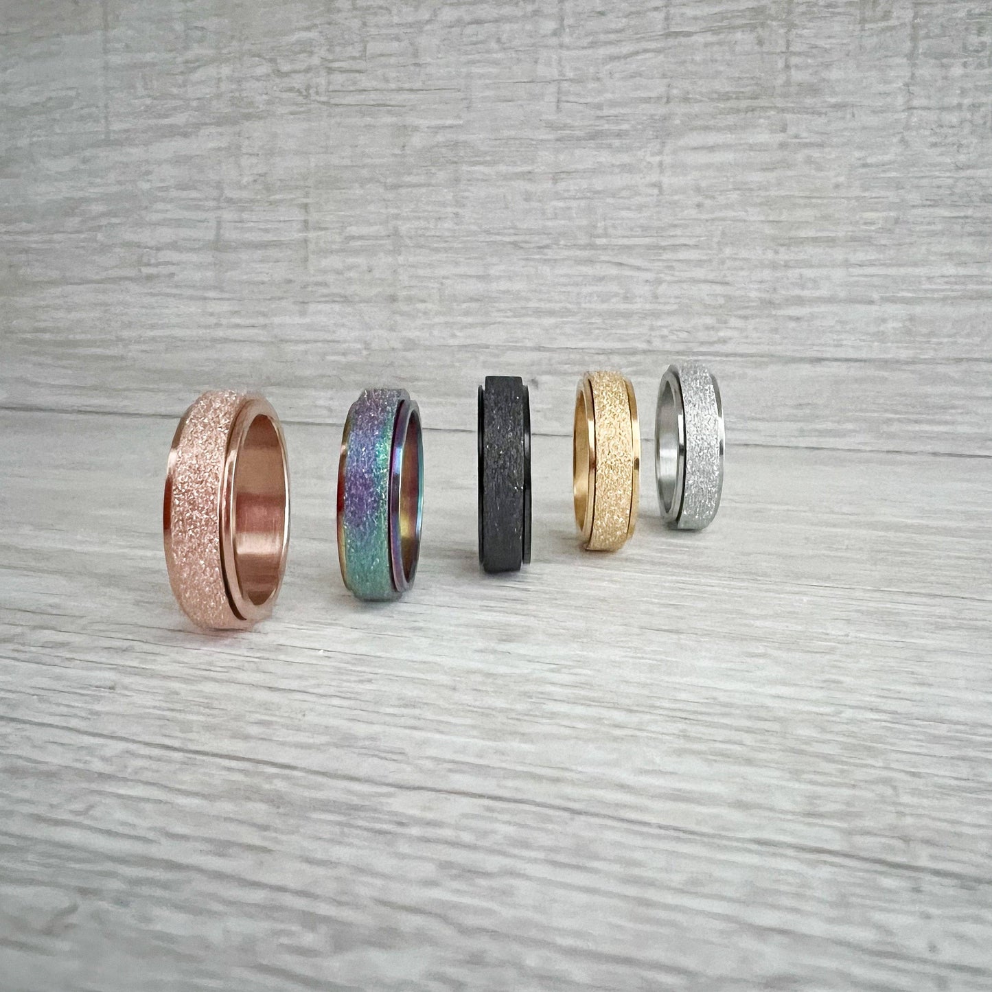 Stainless Steel Spinner Rings-Rainbow