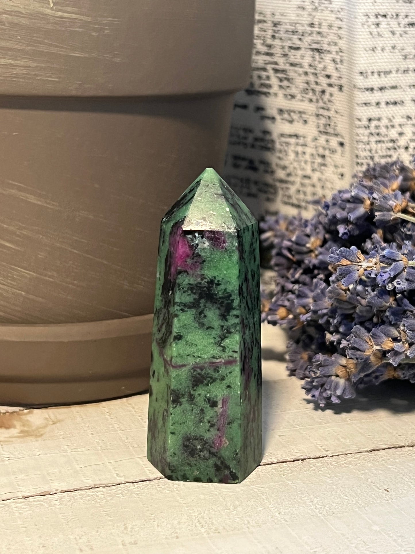 Green strawberry quartz wand