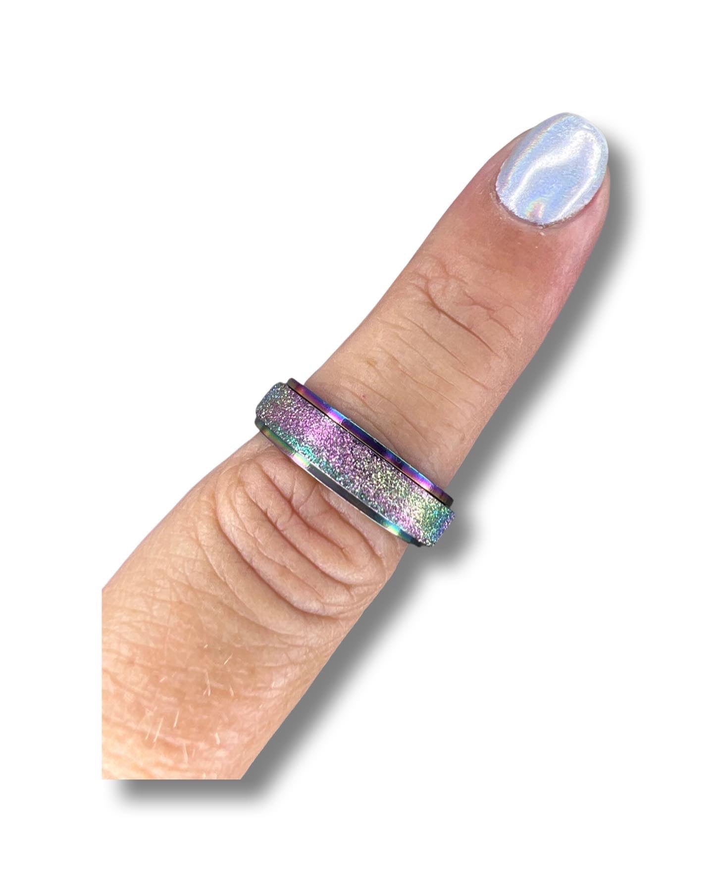 Stainless Steel Spinner Rings-Rainbow